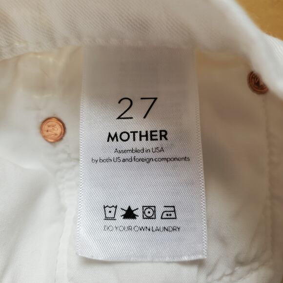 Mother The Dropout Straight Crop Jeans Glass Slipper Wash White Denim Size 27 - Picture 8 of 10